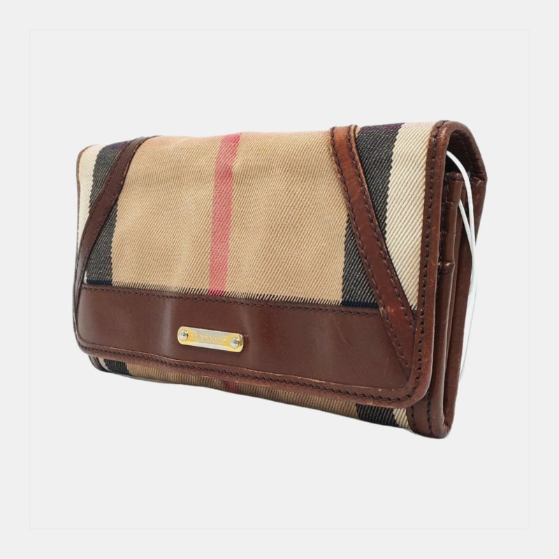 BURBERRY棕色帆布錢包金色五金-2