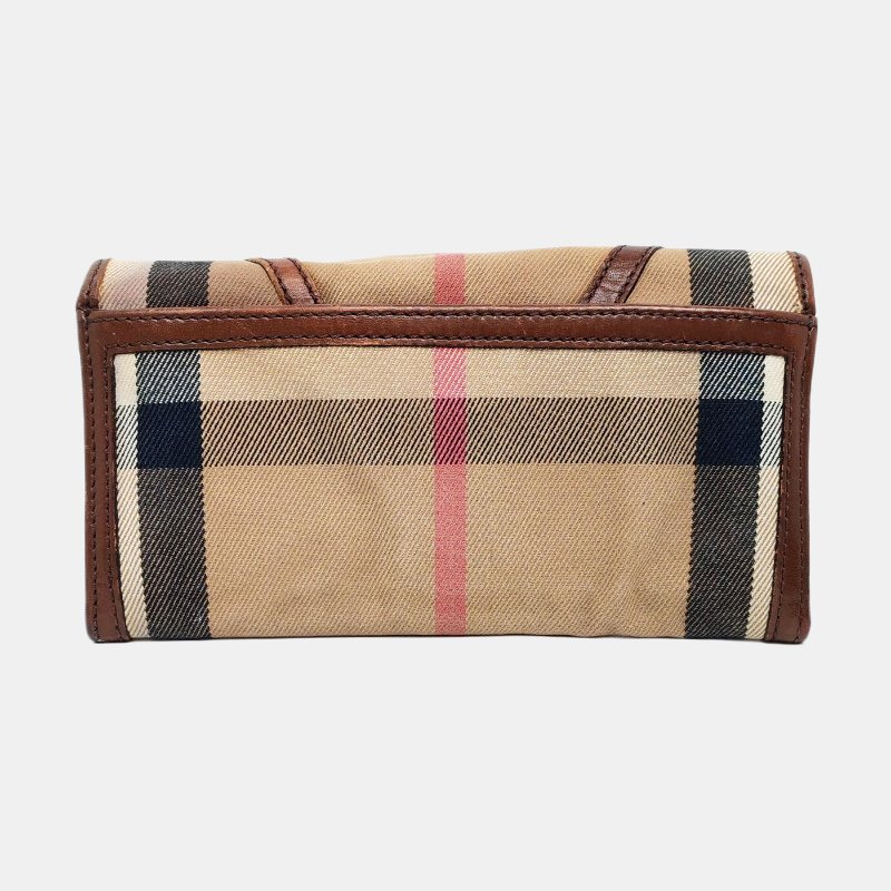 BURBERRY棕色帆布錢包金色五金-4
