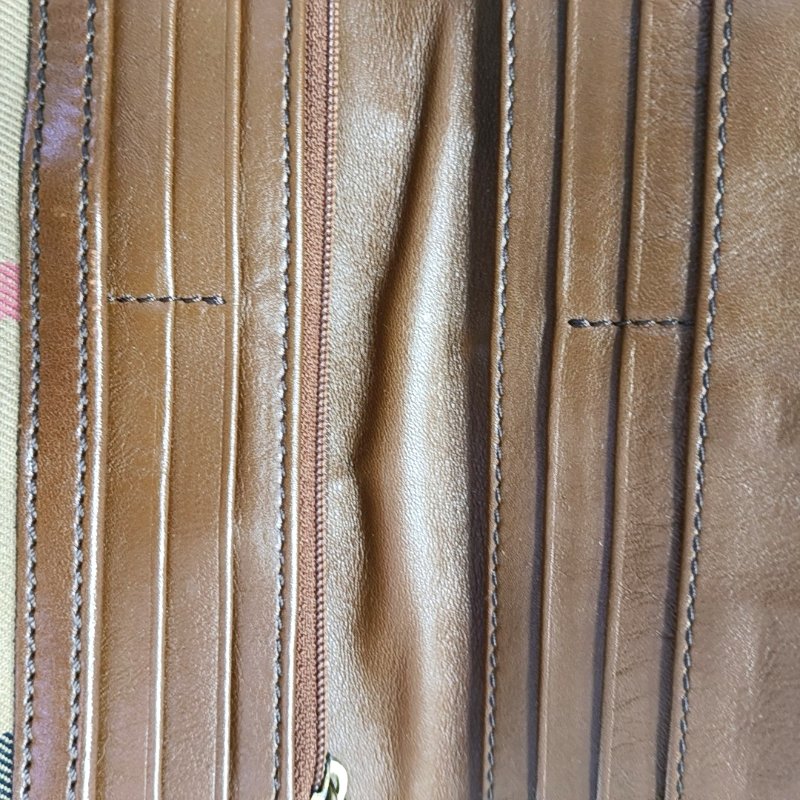 BURBERRY棕色帆布錢包金色五金-7