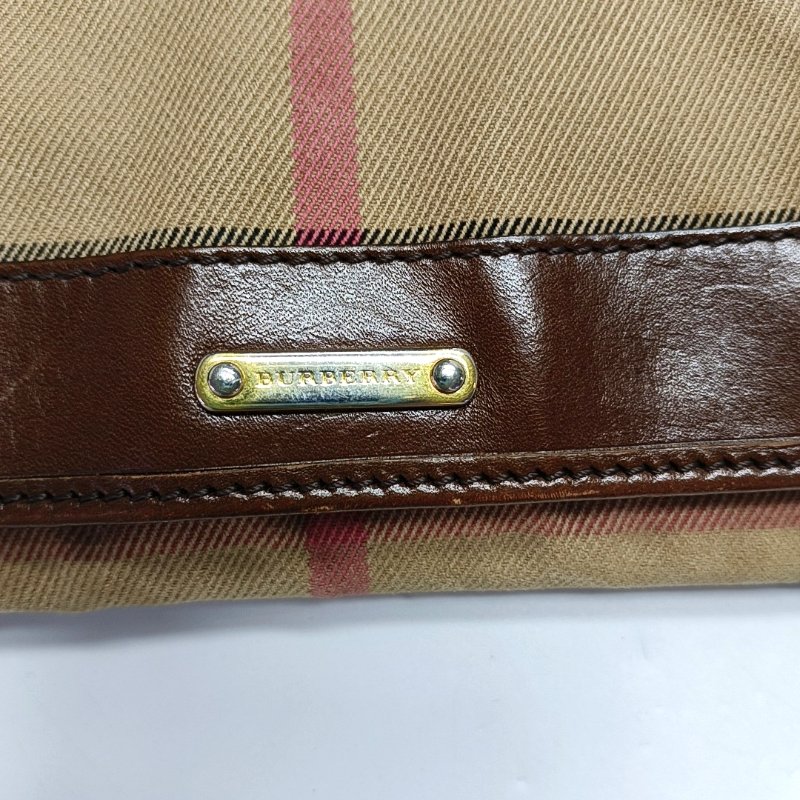 BURBERRY棕色帆布錢包金色五金-8