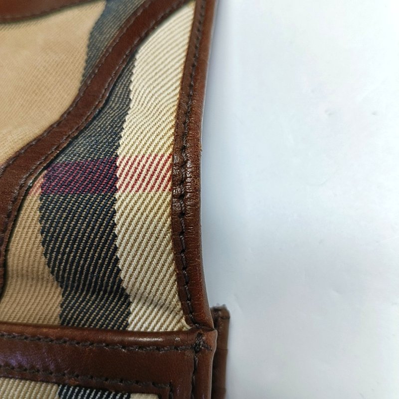 BURBERRY棕色帆布錢包金色五金-9