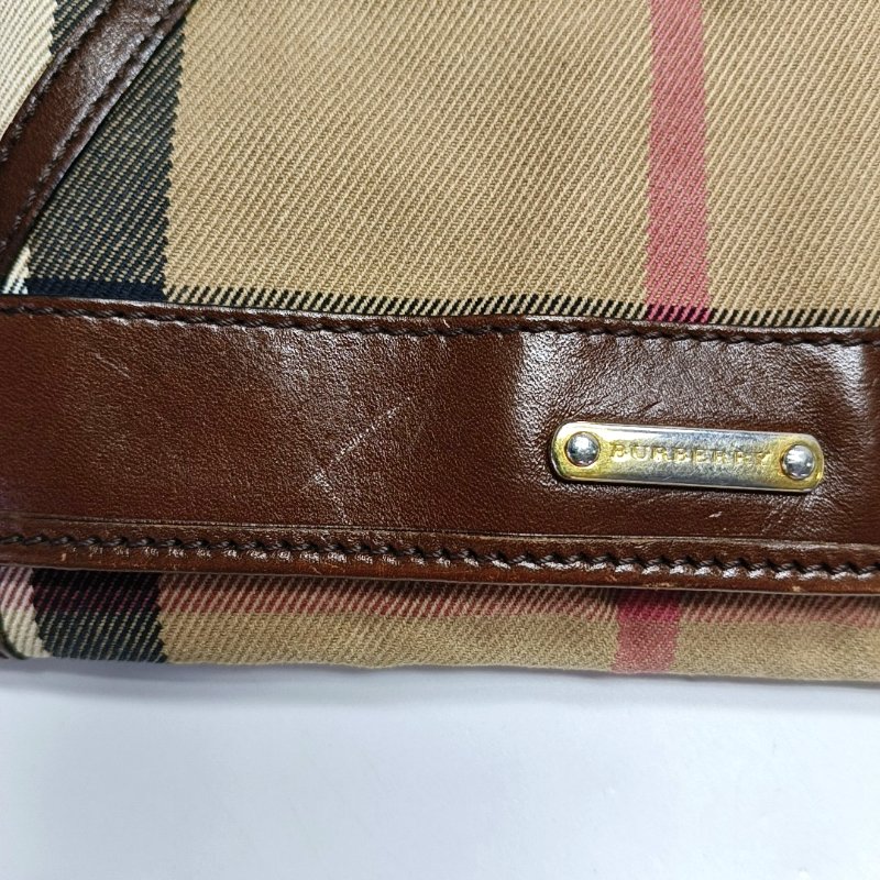 BURBERRY棕色帆布錢包金色五金-10