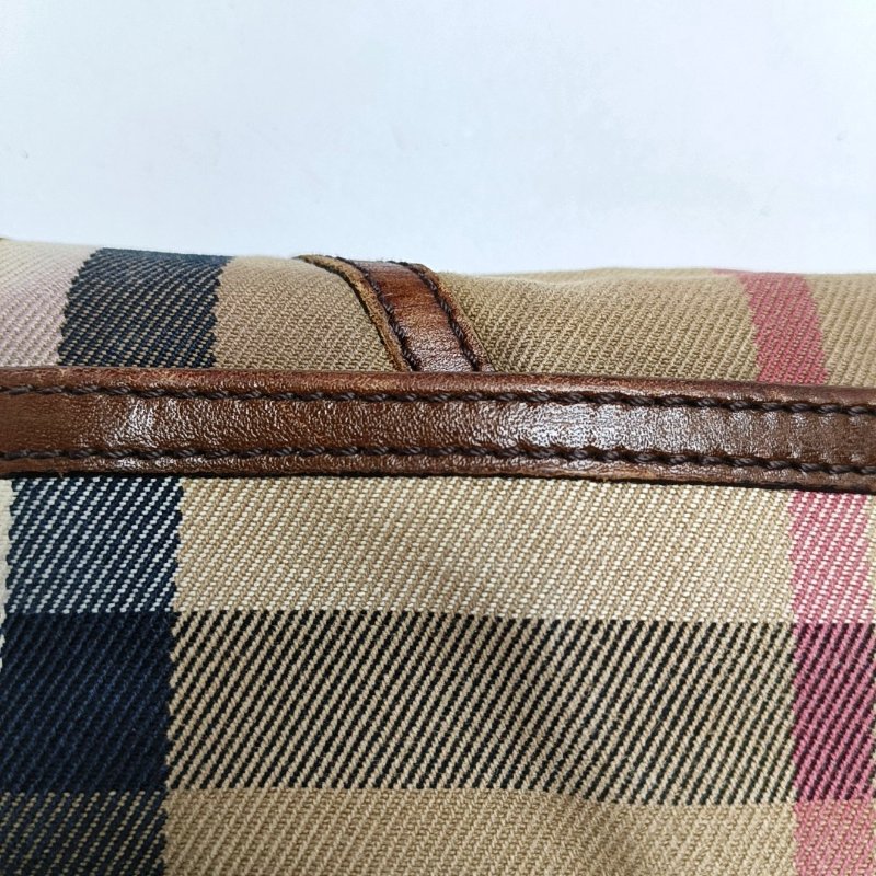BURBERRY棕色帆布錢包金色五金-11