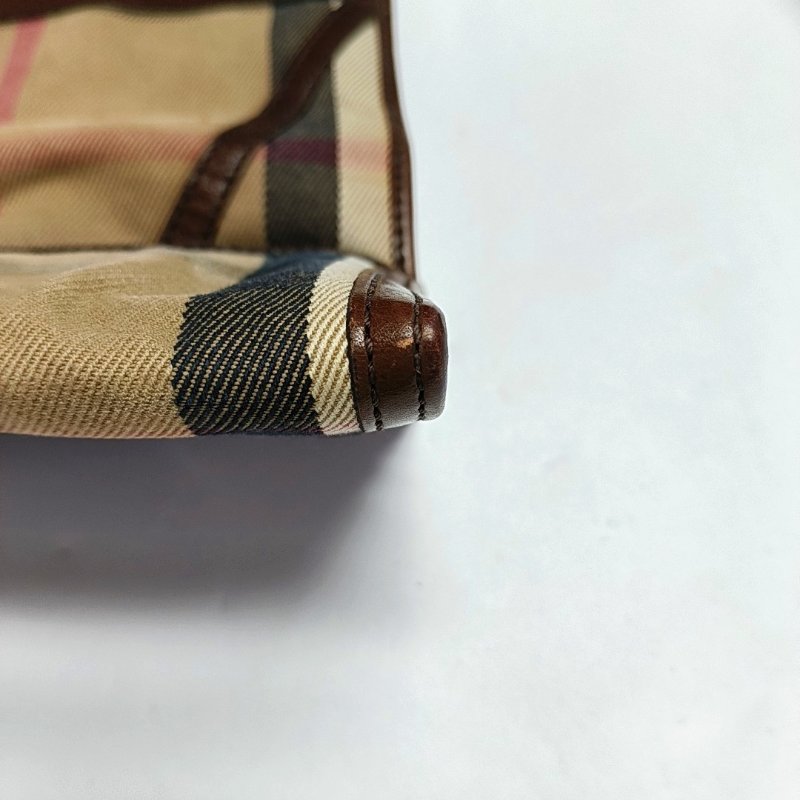 BURBERRY棕色帆布錢包金色五金-12