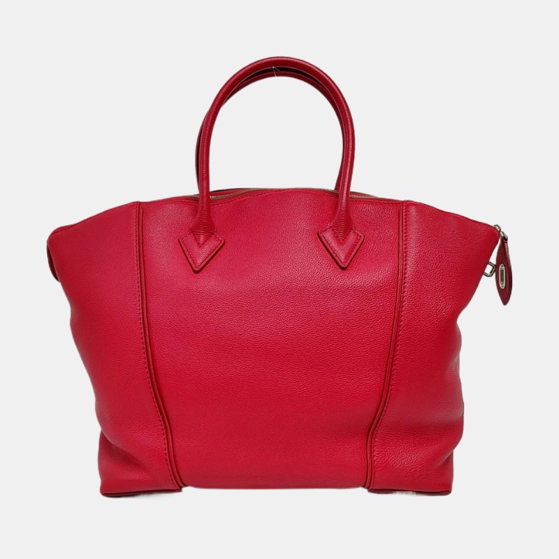 LOUIS VUITTON LOCKIT小號粉紅色牛皮單肩包手提包斜挎包銀色五金可拆卸肩帶-4