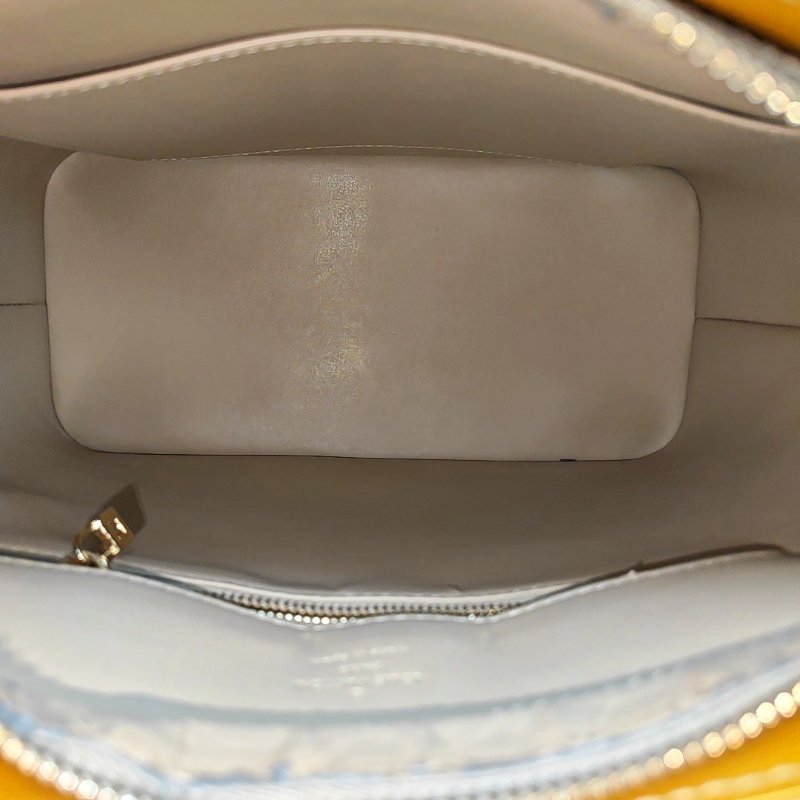 LOUIS VUITTON HOUSTON黃色漆皮壓紋手提包單肩包金色五金-6