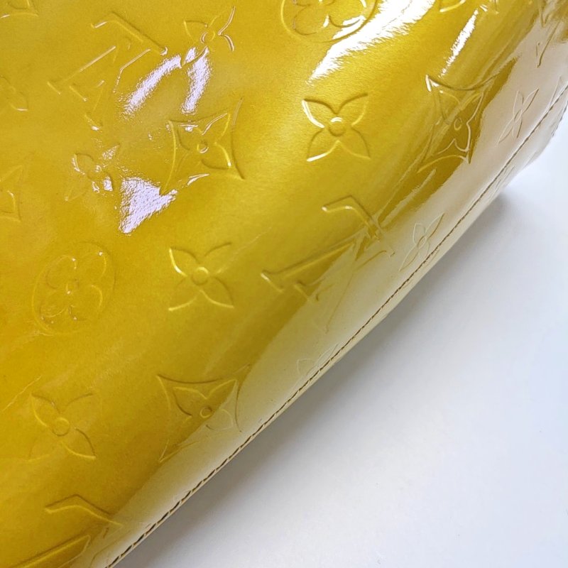 LOUIS VUITTON HOUSTON黃色漆皮壓紋手提包單肩包金色五金-10