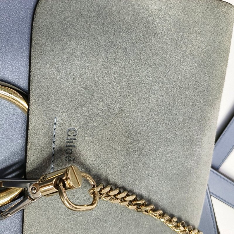 Chloe Faye藍色牛皮雙肩包單肩包金色銀色五金3條可拆卸肩帶-10