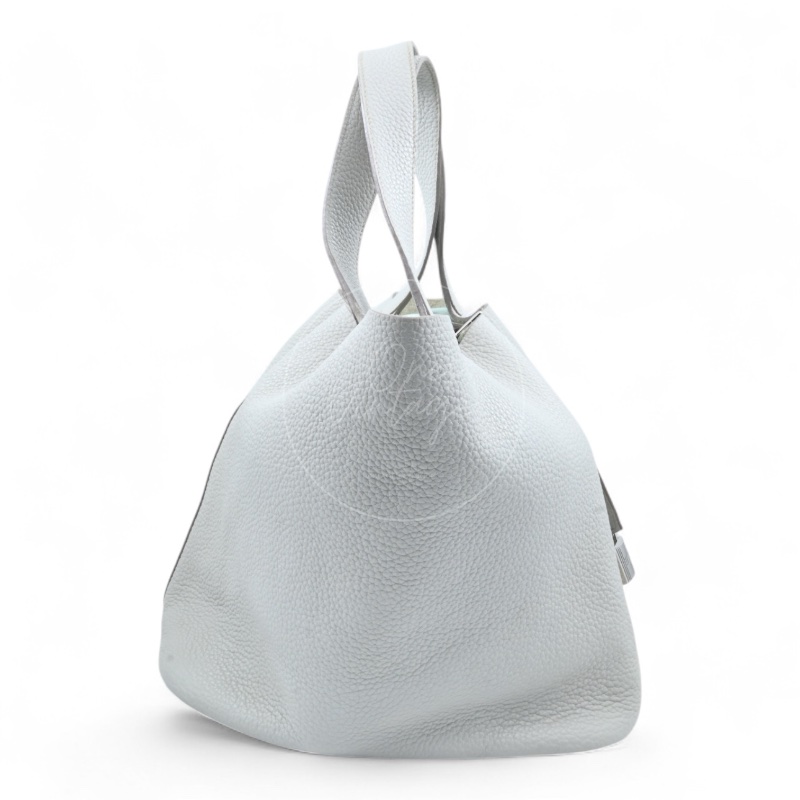 中古 愛馬仕 Hermès Picotin 26 大尺寸 水桶包 灰色 Taurillon Clemence TC 柔軟耐用小牛皮 銀色五金 Stamp Square D 菜籃子-3