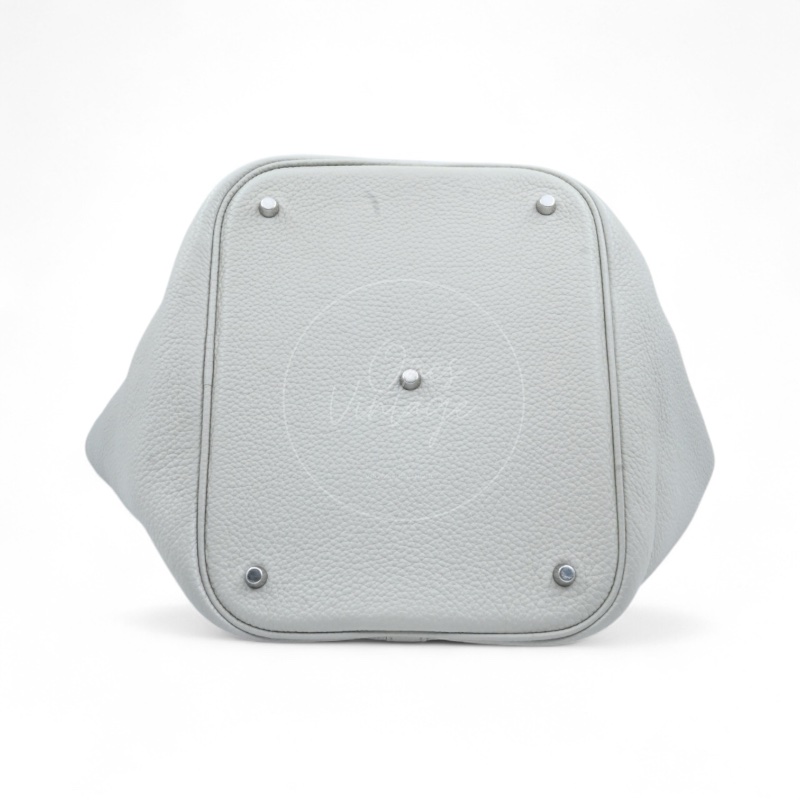 中古 愛馬仕 Hermès Picotin 26 大尺寸 水桶包 灰色 Taurillon Clemence TC 柔軟耐用小牛皮 銀色五金 Stamp Square D 菜籃子-5