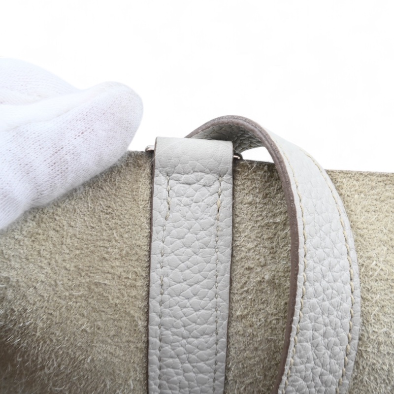 中古 愛馬仕 Hermès Picotin 26 大尺寸 水桶包 灰色 Taurillon Clemence TC 柔軟耐用小牛皮 銀色五金 Stamp Square D 菜籃子-23