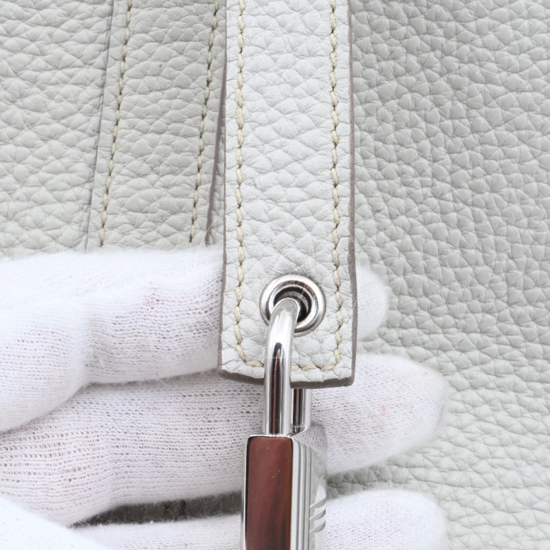 中古 愛馬仕 Hermès Picotin 26 大尺寸 水桶包 灰色 Taurillon Clemence TC 柔軟耐用小牛皮 銀色五金 Stamp Square D 菜籃子-26