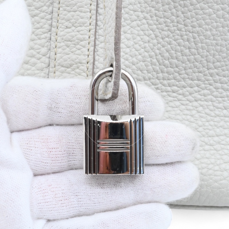 中古 愛馬仕 Hermès Picotin 26 大尺寸 水桶包 灰色 Taurillon Clemence TC 柔軟耐用小牛皮 銀色五金 Stamp Square D 菜籃子-34