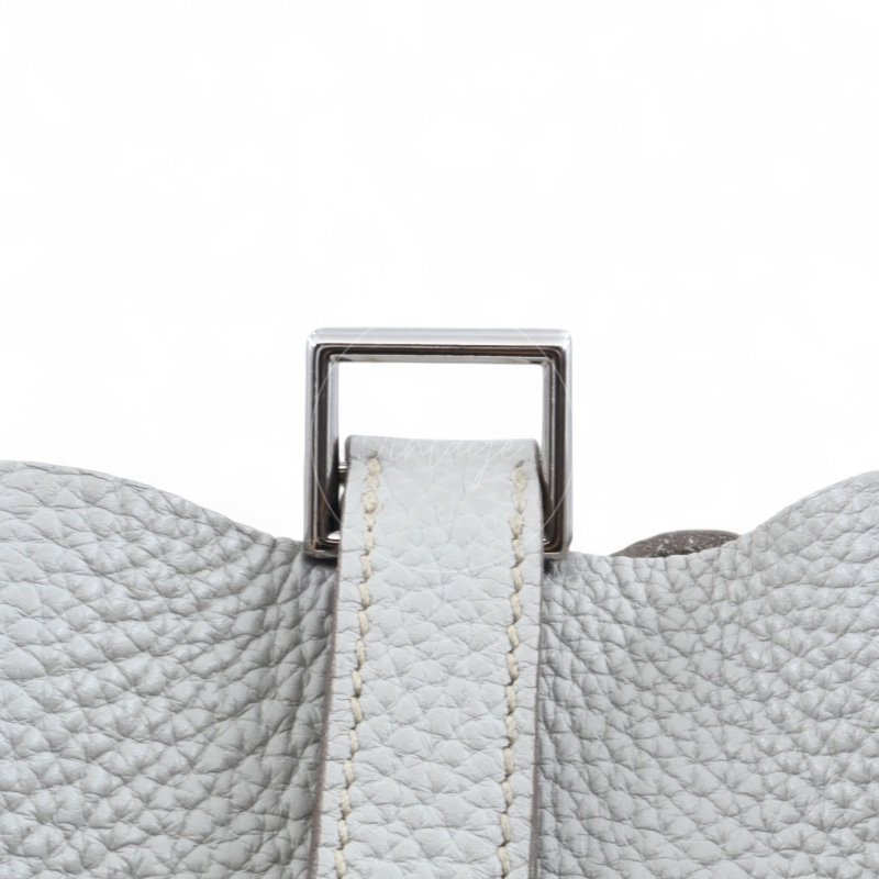 中古 愛馬仕 Hermès Picotin 26 大尺寸 水桶包 灰色 Taurillon Clemence TC 柔軟耐用小牛皮 銀色五金 Stamp Square D 菜籃子-36