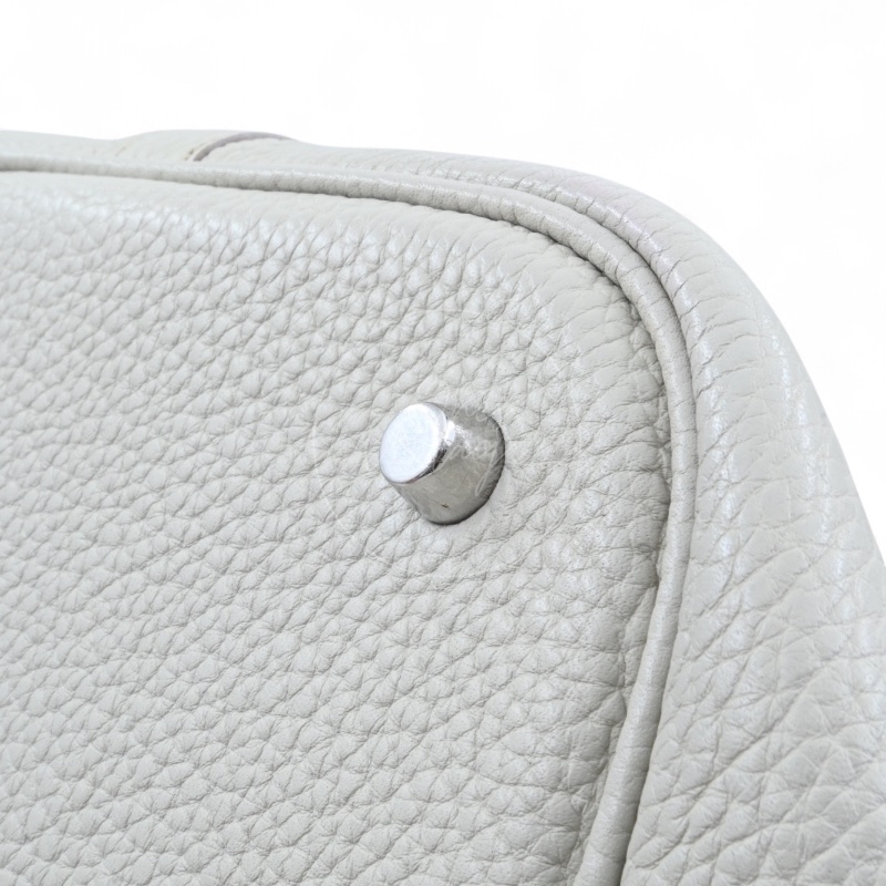 中古 愛馬仕 Hermès Picotin 26 大尺寸 水桶包 灰色 Taurillon Clemence TC 柔軟耐用小牛皮 銀色五金 Stamp Square D 菜籃子-49