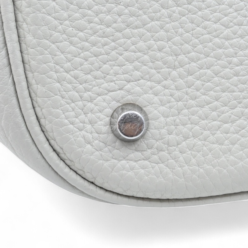 中古 愛馬仕 Hermès Picotin 26 大尺寸 水桶包 灰色 Taurillon Clemence TC 柔軟耐用小牛皮 銀色五金 Stamp Square D 菜籃子-52