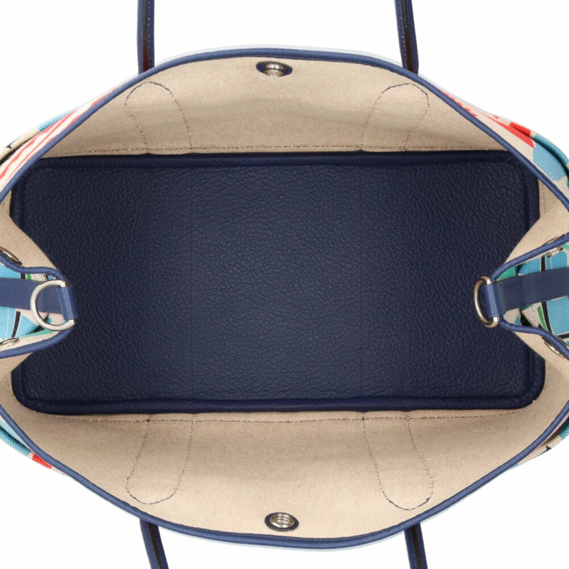 愛馬仕 (Hermes) 海浪衝浪花園派對系列 PM 口袋肩背包，H 帆布藍色，女士款，二手，雙向手提-5