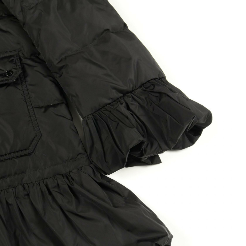 MONCLER SERRE 羽絨衣外套，荷葉邊下擺，1號尼龍黑色二手女款-8
