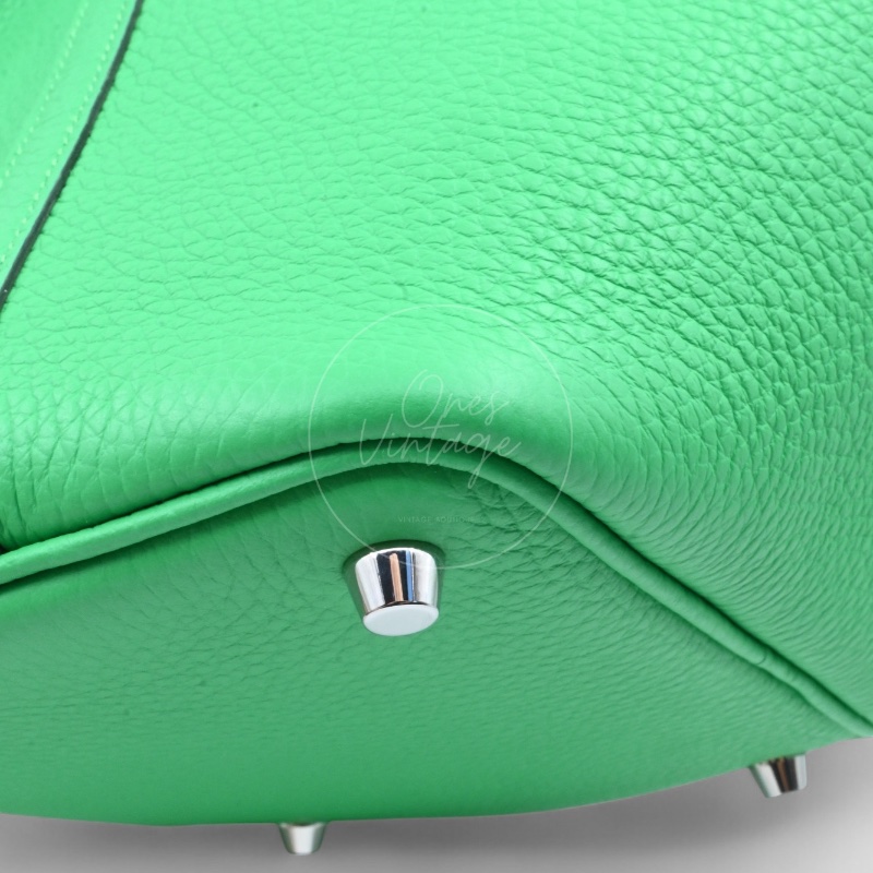中古 愛馬仕 Picotin 18cm 綠色 TC皮 Taurillon Clemence皮革 菜籃子水桶包 銀色五金 U字刻印-16