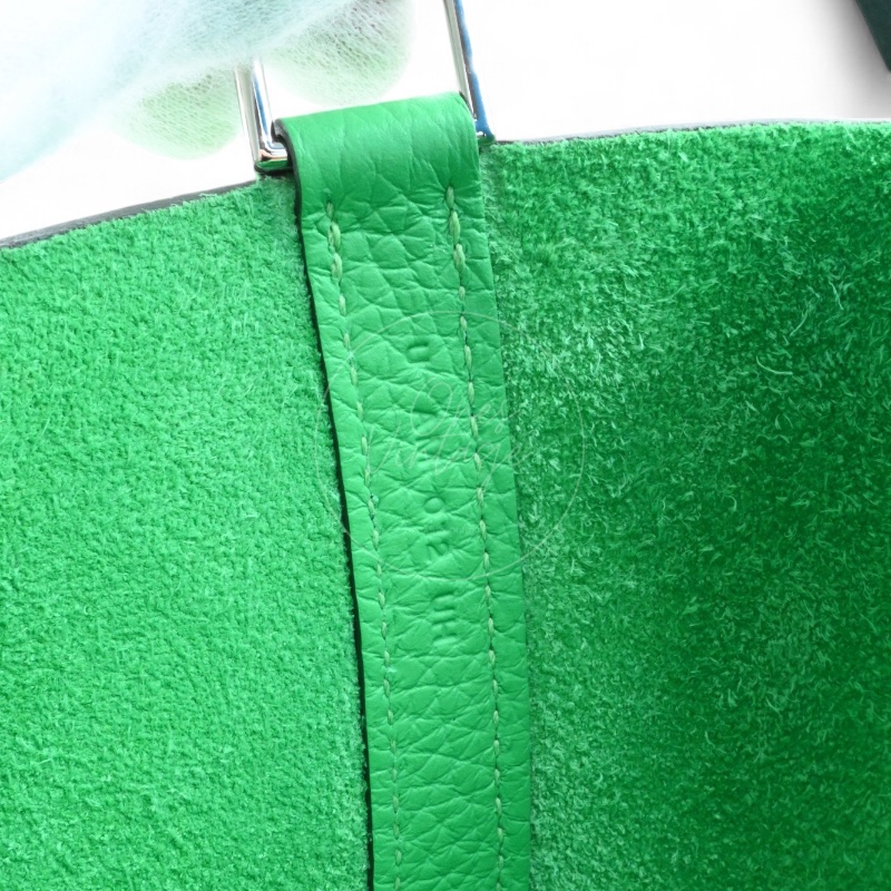 中古 愛馬仕 Picotin 18cm 綠色 TC皮 Taurillon Clemence皮革 菜籃子水桶包 銀色五金 U字刻印-21