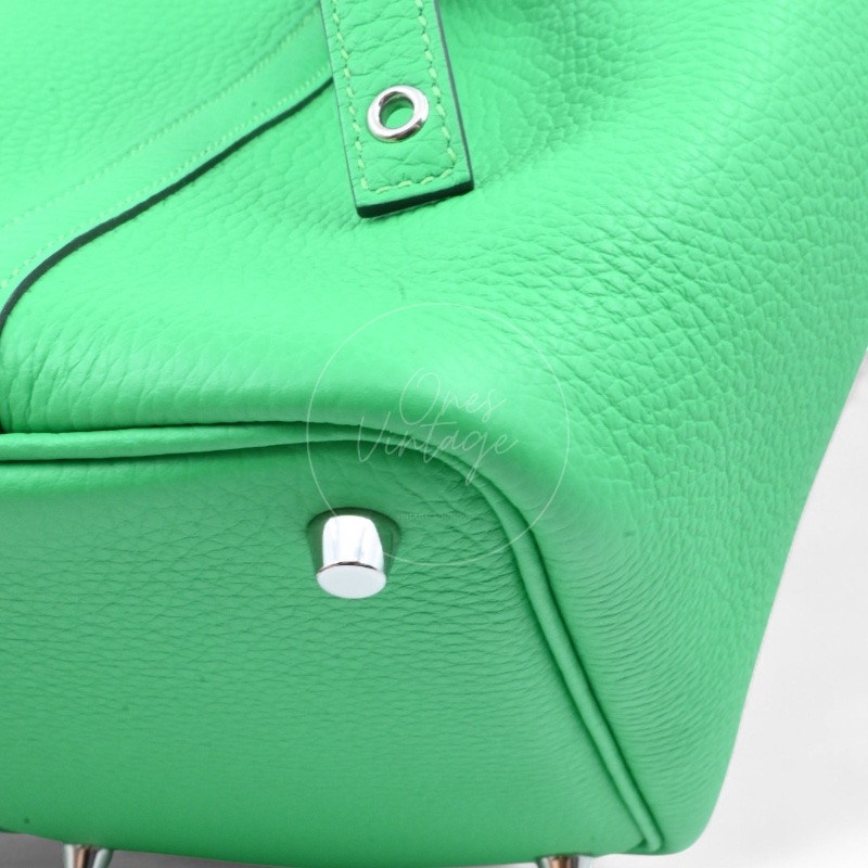中古 愛馬仕 Picotin 18cm 綠色 TC皮 Taurillon Clemence皮革 菜籃子水桶包 銀色五金 U字刻印-28