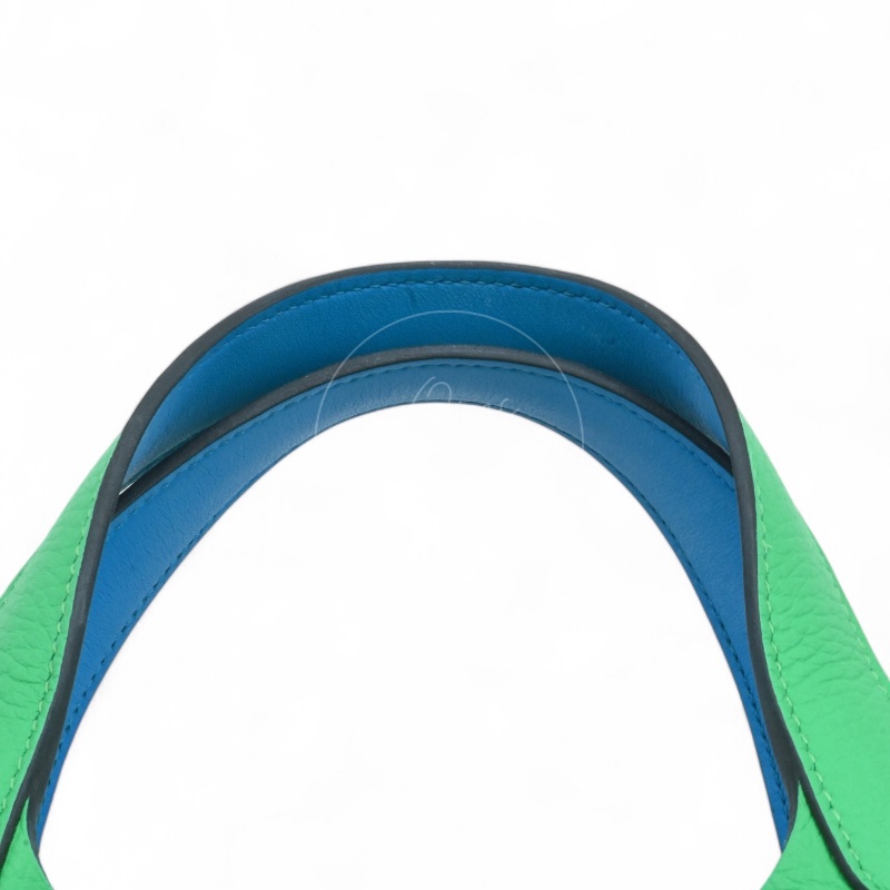 中古 愛馬仕 Picotin 18cm 綠色 TC皮 Taurillon Clemence皮革 菜籃子水桶包 銀色五金 U字刻印-34