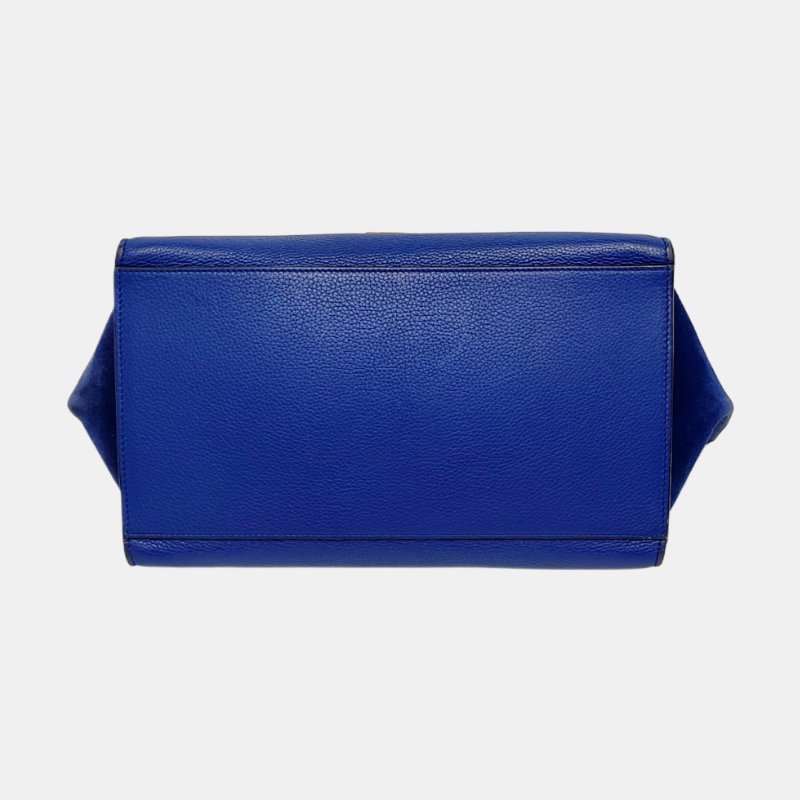 CELINE TRAPEZE中號深藍色牛皮鞦韆包單肩包手提包金色五金可拆卸肩帶-5