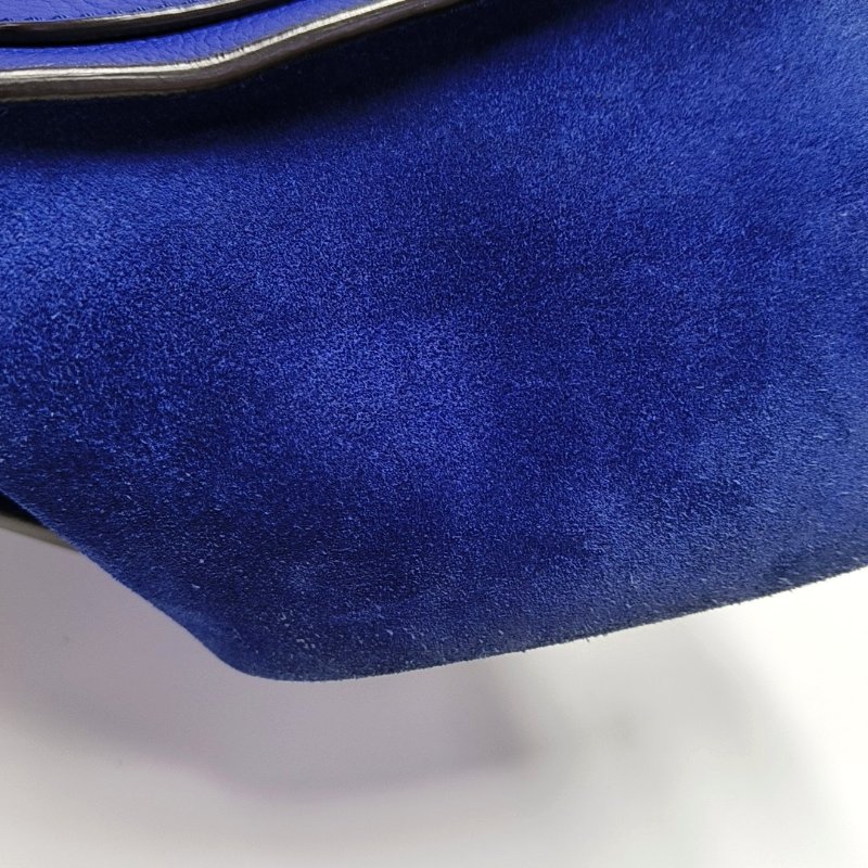 CELINE TRAPEZE中號深藍色牛皮鞦韆包單肩包手提包金色五金可拆卸肩帶-9