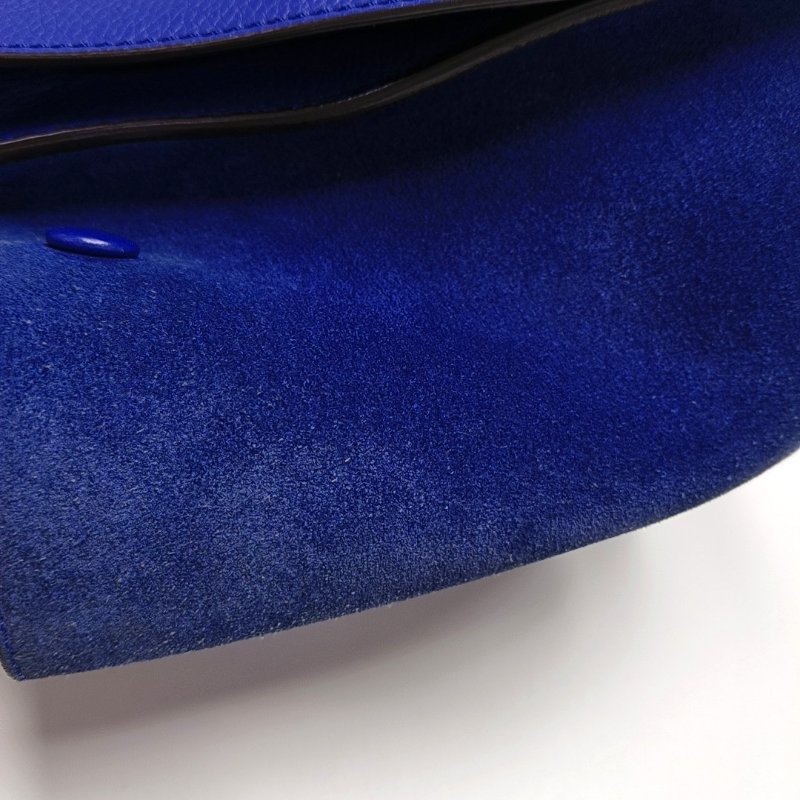 CELINE TRAPEZE中號深藍色牛皮鞦韆包單肩包手提包金色五金可拆卸肩帶-11