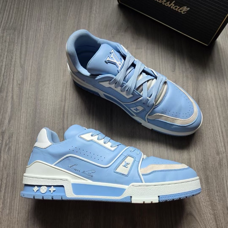 97新Louis Vuitton路易威登 LV TRAINER 白藍 北卡藍8碼 無附件-2