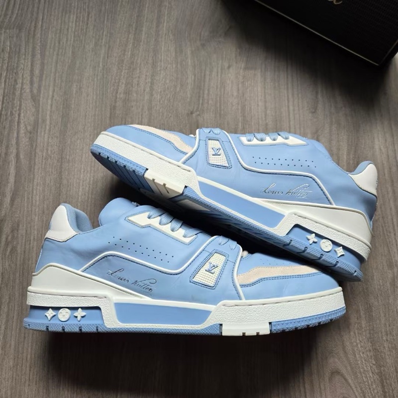 97新Louis Vuitton路易威登 LV TRAINER 白藍 北卡藍8碼 無附件-3
