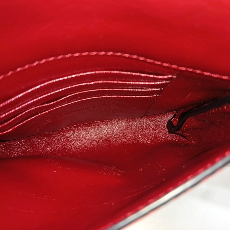 BURBERRY Langley紅色牛皮壓紋斜挎包單肩包金色五金可拆卸肩帶-6