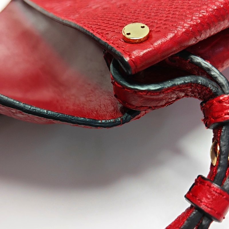 BURBERRY Langley紅色牛皮壓紋斜挎包單肩包金色五金可拆卸肩帶-10