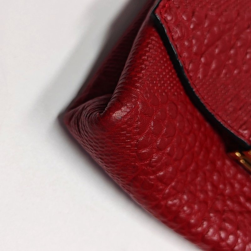 BURBERRY Langley紅色牛皮壓紋斜挎包單肩包金色五金可拆卸肩帶-13