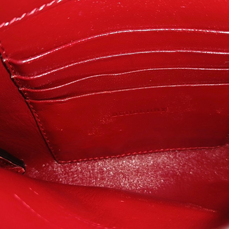 BURBERRY Langley紅色牛皮壓紋斜挎包單肩包金色五金可拆卸肩帶-14