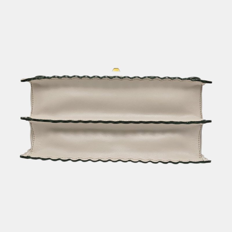 FENDI Kan I中號灰色牛皮鉚釘單肩包手提包金色銀色五金2條可拆卸肩帶-5