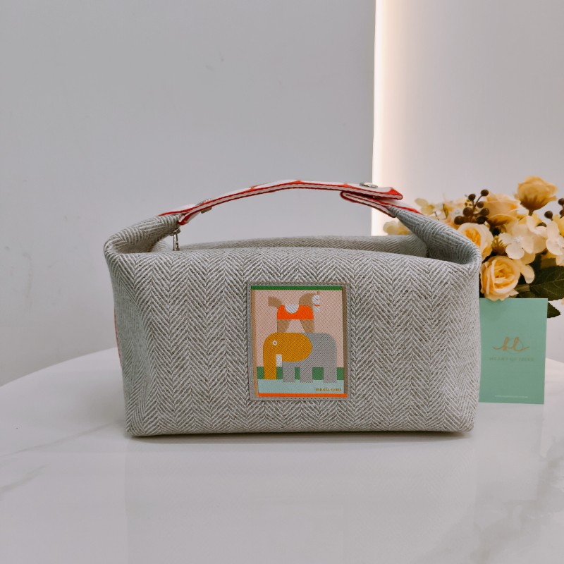 MS0502 Hermes 愛馬仕動物圖案手拿包包Animaux Blacks Case Large Cotton-0