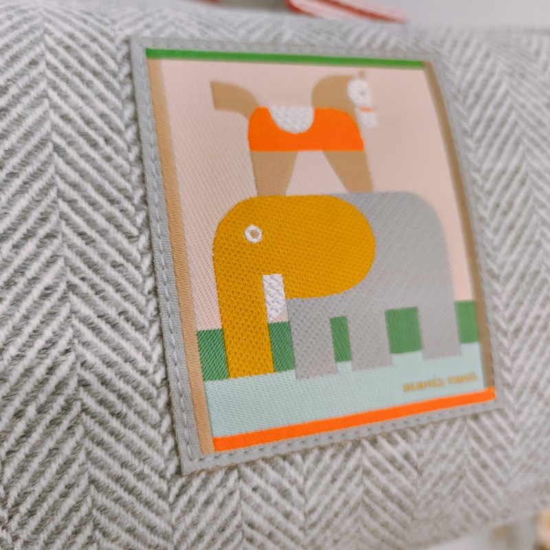 MS0502 Hermes 愛馬仕動物圖案手拿包包Animaux Blacks Case Large Cotton-16