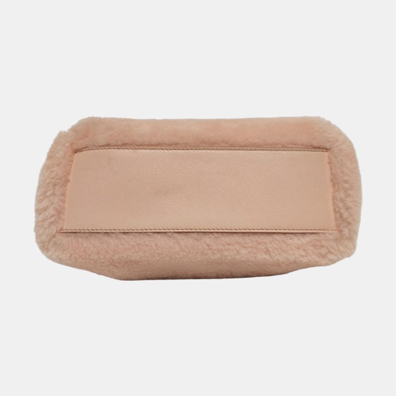 FENDI Peekaboo迷你粉色織物單肩包手提包斜挎包銀色五金可拆卸肩帶-5