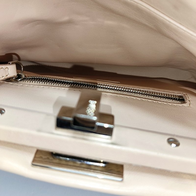 FENDI Peekaboo迷你粉色織物單肩包手提包斜挎包銀色五金可拆卸肩帶-6
