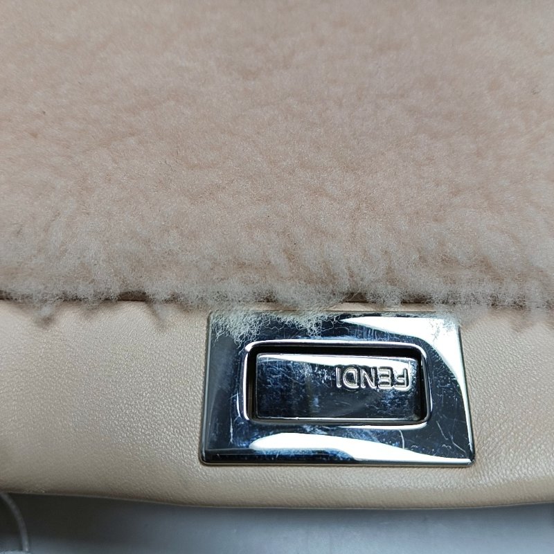 FENDI Peekaboo迷你粉色織物單肩包手提包斜挎包銀色五金可拆卸肩帶-8