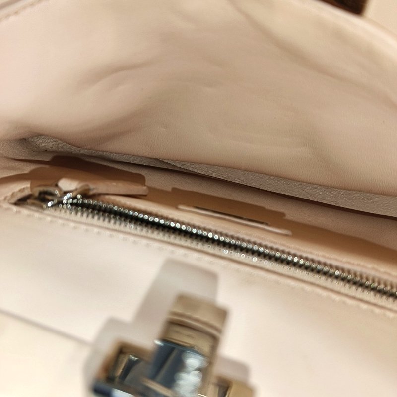 FENDI Peekaboo迷你粉色織物單肩包手提包斜挎包銀色五金可拆卸肩帶-14