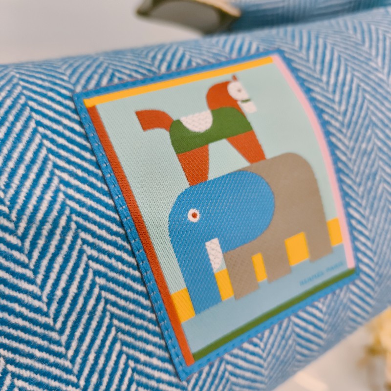 MS0503 Hermes 愛馬仕動物圖案手拿包包Animaux Blacks Case Large Cotton-17