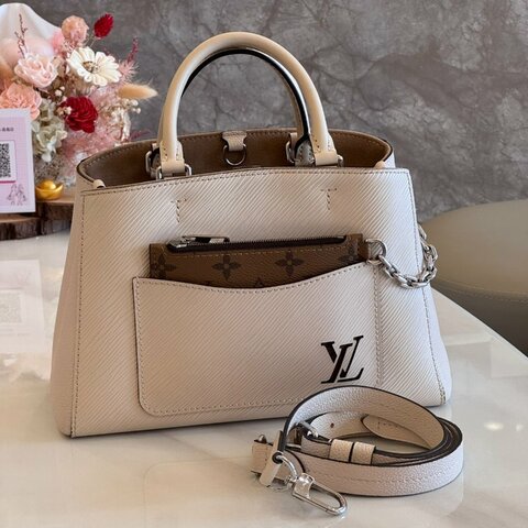 *SHIHNA名牌精品* LV M20520 Marelle Tote BB 石英白色水波紋托特包
