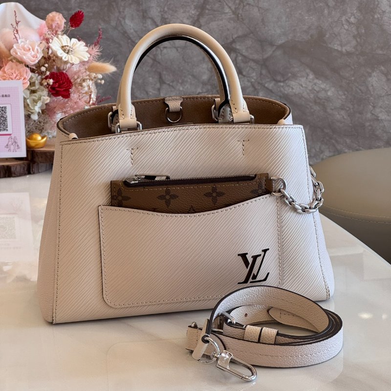 *SHIHNA名牌精品* LV M20520 Marelle Tote BB 石英白色水波紋托特包-0