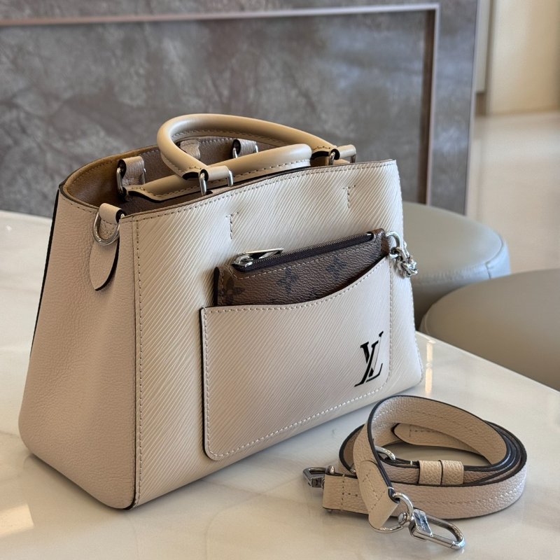 *SHIHNA名牌精品* LV M20520 Marelle Tote BB 石英白色水波紋托特包-9