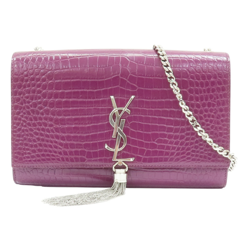 紫色 鱷魚皮 Kate Tassel Crossbody 肩背包 354119【SAINT LAURENT YSL 聖羅蘭 】 354119-0