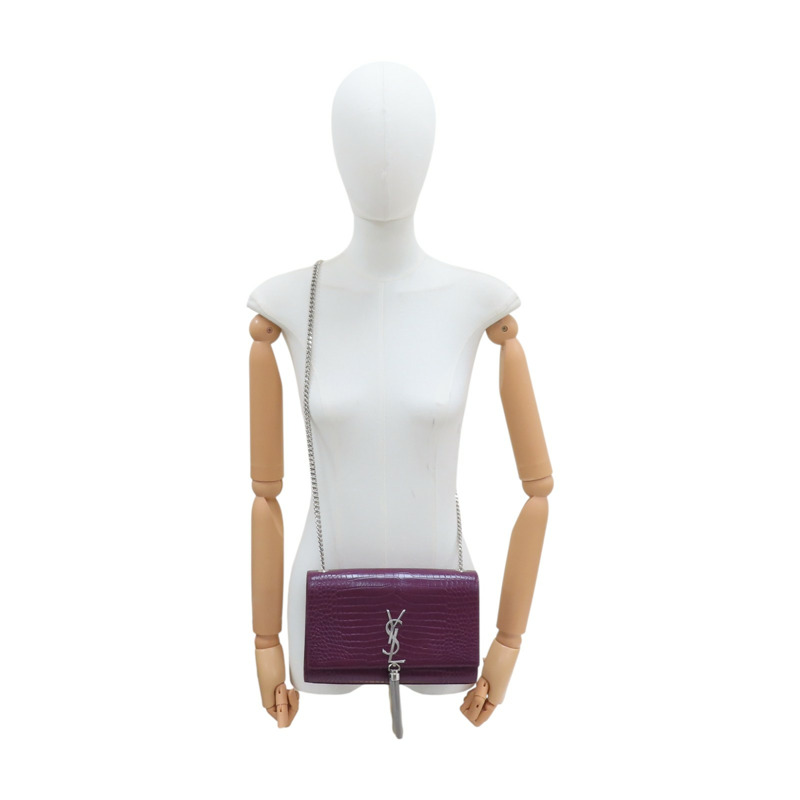 紫色 鱷魚皮 Kate Tassel Crossbody 肩背包 354119【SAINT LAURENT YSL 聖羅蘭 】 354119-13