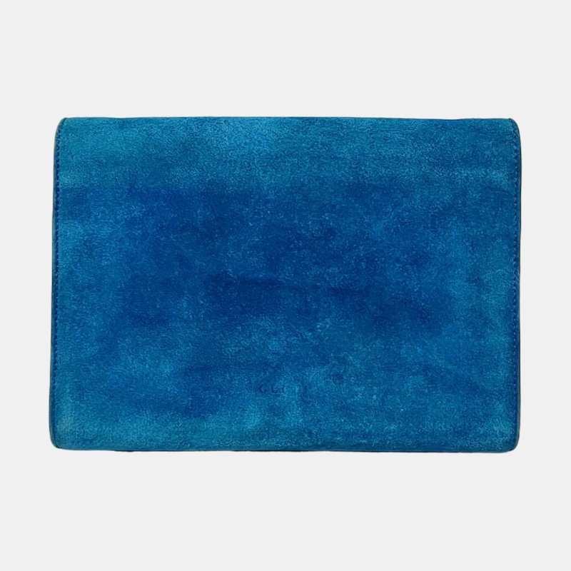 GUCCI Dionysus迷你藍色絨面革虎頭酒神包斜挎包銀色五金可拆卸肩帶-4