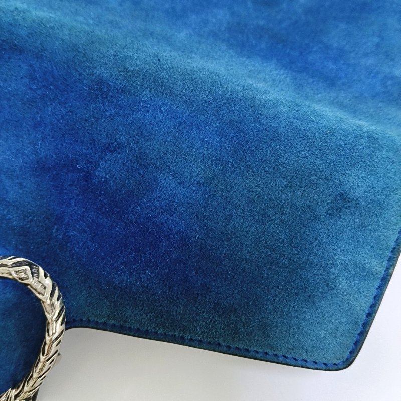 GUCCI Dionysus迷你藍色絨面革虎頭酒神包斜挎包銀色五金可拆卸肩帶-10